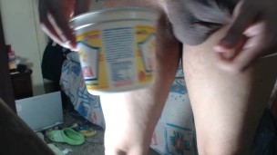 Fucking riding my dildo and pee after last day