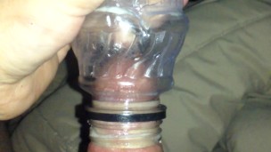 Fucking a plastic bottle with my hard dick