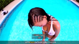 Let's Fuck Outside - Milf Sucks Big Dick in Pool with Cumshot on Tits