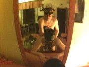 POV Mirror anal orgasms dental gag ass fuck addicted leather harness slut 5/16