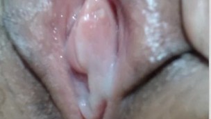 Extreme close-up of a wet virgin pussy......