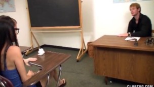 Four-Eyed girl Jerks The Teacher