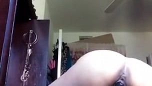 Black dildo stretch tight pussy