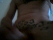 Guy with the jaguar tattoo cumshot