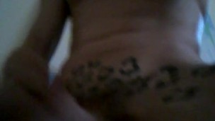Guy with the jaguar tattoo cumshot