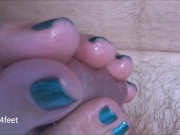 Wife's Outside Footjob - Shinny Teal Nails 3/16