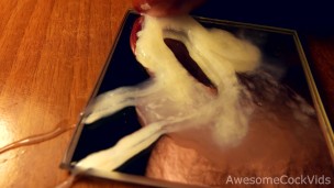 Cum on Mirror Close Up. Downscale 4k=1080p Full HD. Solo male masturbation