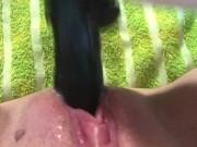 Cumming Pussy on Black Dildo