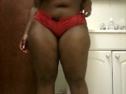Chocolate bbw jiggling in red 12/16
