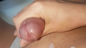 Morning jerk and cum on body