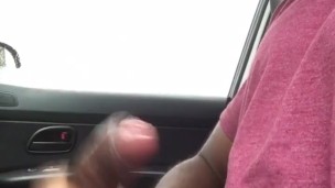 Car jerking in public and cumshot!