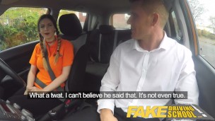 Fake Driving School Pigtailed cutie gets a face full of cum