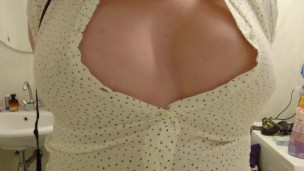 Big tits button popping