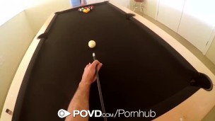 POVD Pool table masturbation and fuck with brunette Samantha Hayes