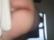 Hot pregnant BBW Milf fucking a suction cup dildo on bed 3/16