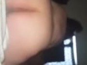 Hot pregnant BBW Milf fucking a suction cup dildo on bed 4/16