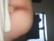 Hot pregnant BBW Milf fucking a suction cup dildo on bed 5/16