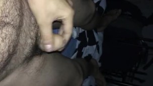 jerking off my uncut cock from soft to cum pov