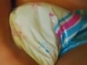 Wet, warm and heavy diaper makes me so horny