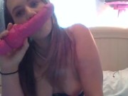 TEEN! dildo blowjob! big perky titties! pretty pink lips 11/16