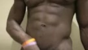 Jacking off in public restroom while teasing
