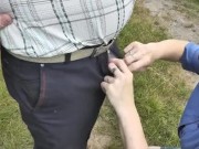 Man pisses woman holds hands his dick close-up. DuBarry private collection 12/16