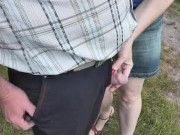 Man pisses woman holds hands his dick close-up. DuBarry private collection 6/16