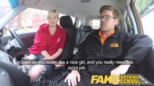 Fake Driving School Back seat pussy squirting and creampie for art student
