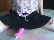 what's under her skirt? | cute teen cums hard, watch her pussy pulsate