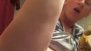Twink Shoves Dildo up Hairy Hole
