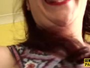 Throatfucked chubby English redhead gets kinky 1/16