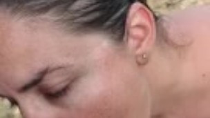 Amateur chick sucking cock on the riverbank- ORAL CREAMPIE!