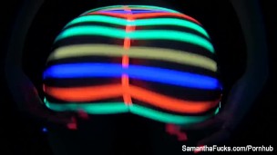 Blacklight masturbation with super hot Samantha Saint