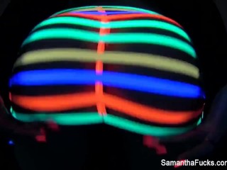 Blacklight masturbation with super hot Samantha Saint