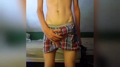 Tall Twink Jerks his Huge Cock in Long Socks