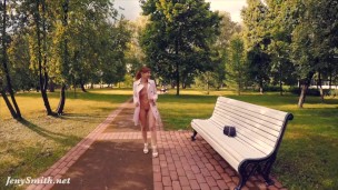 Jeny Smith fully naked in a park got caught