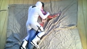 white drone humps his muscled dummy
