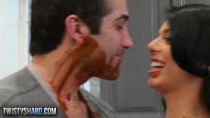 Twistys Hard - Couples food fight ends in sex