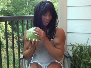 Muscle Goddess Latia Del Riviero Crushes Melon @ clips4sale/studio/42900