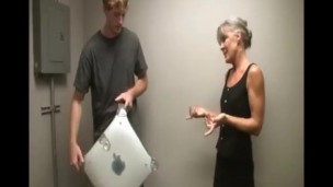 Big facial for the horny granny