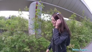 Public Agent Cowgirl riding in outdoors fuck