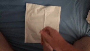 Big cock cums into tissue