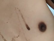 Spitting black on my tits