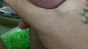Tommy Banks stroking his huge dick til he cums