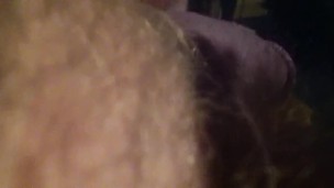 Ouch! Blue cock from hair-tye cock ring