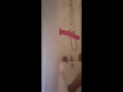 Slut takes 10inch dildo in the shower