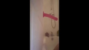Slut takes 10inch dildo in the shower