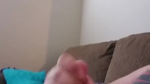Chubby guy cums all over his shirt