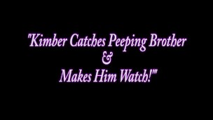 Kimber Catches Step Brother Watching Her & Makes Him Watch!