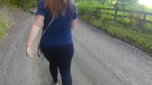 on Gravel Road with Thick Red Head PAWG in Tight Pants -NO SEX-